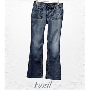 Genuine Fossil Denim Boot Cut, Distressed,Low Rise Jeans  Sz 28